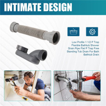 Niedriges Profil, 1 1/2 P-Siphon, Flexibles Abflussrohr für Badewanne Und Dusche, Flaches P-Siphon, Freistehender Wannenabfluss für Badewanne,