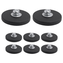 8Pack Gummibelagd Magnet Neodymium Magnet Base med GummibeläGgning Ø 43Mm Anti Scratch Magnet M6 HantråD Svart