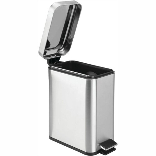 Soft Close, Rectangular Bin 5L with Slip Liner and Lid, Use As  Garbage Basket, Slim Trash Can, or Decor in Bathroom 1