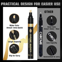 Liquid Mirror Chrome Markers, 3 Kleuren Permanente Metallic Markers, 2-3 mm Groter Toepassingsgebied, Hoogglans, Waterdicht