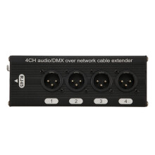 1Pc 4-Channel 3-Pin XLR Audio and DMX over Network Cable Extender, DMX512 Network Signal Extender , Male