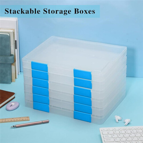 6 Pcs Clear A4 File Box Document Plastic Storage Box Case Board Containers Magazine Protector File Holder with Buckle 1