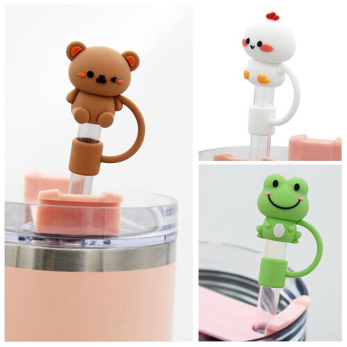 5Pcs Premium Silicone Straw Cover Caps - Animal Shaped 1