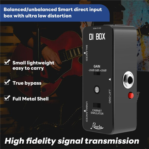 Rowin DI BOX LEF-331 Micro-DI with Cab Sim and Gain Guitar Effect Pedal True Bypass 2
