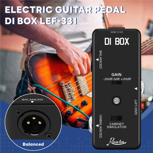 Rowin DI BOX LEF-331 Micro-DI with Cab Sim and Gain Guitar Effect Pedal True Bypass 1