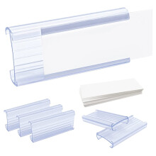 Draht Regal Etiketten Halter, 30 StüCk Kunststoff Draht Regal Etiketten Clips mit Etiketten Papier Abnehmbarer Draht Regal Etiketten Halter