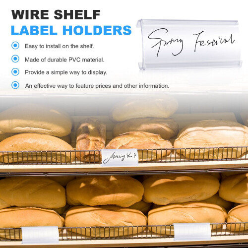 Wire Shelf Label Holders, 30 Pack Plastic Wire Shelf Label Clips with Label Paper Removable Wire Rack Label Holder 2