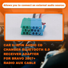 Carro 6 + 8Pin Audio CD Changer 5.0 Receptor Aux Adaptador para Bravo 2007+ Radio Aux Cable