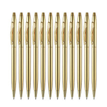 12 StüCke Gold Slim Kugelschreiber Schwarze Tinte 1 Mm Mittlerer Punkt Metallisch Einziehbare Stifte für SchüLer Lehrer BüRo