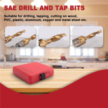 Titanium Combination Drill Tap Bit Set 13PCS SAE and Metric Tap Bits Kit for Screw Thread Drilling Tapping Deburring