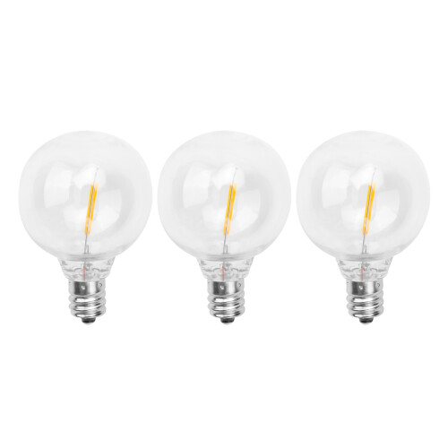 3Pcs G40 Led Replacement Light Bulbs, E12 Screw Base Shatterproof LED Globe Bulbs for Solar String Lights Warm White 1