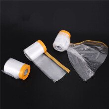 Dust Sheets Roll, Plastic Masking Film Rolls Drape Masking Film with Self-Adhesive Tape for Painting Furniture Covering