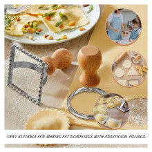 3 StüCke Ravioli Stempel Macher Schneider mit Rollenradsatz,Form mit Holzgriff für Pasta,KnöDel Lasagne,Kuchen