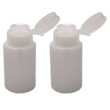 2 pcs Nail Art Liquid Container Bottle Pump Dispenser Polish Remover Cleaner Empty Bottle Cosmetics white
