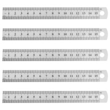 5 Stueck Doppel Seiten Markiert 15cm 6-Zoll Edelstahl Gerade Lineal