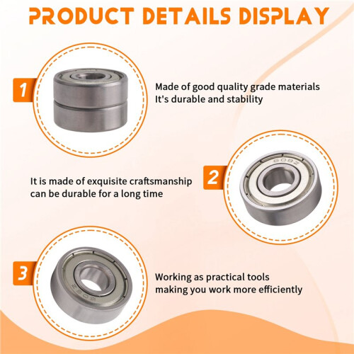 2 Pcs Single Shielded 608Z Miniature Deep   Bearings 1