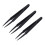 3 Pcs Black Plastic Electronic Pointy Tip Anti-static Tweezers 2