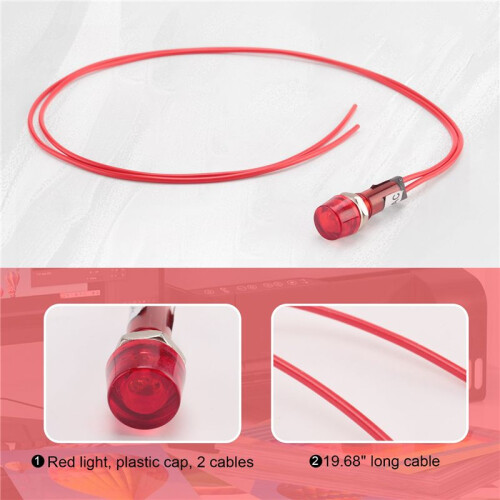 Neon Indicator  Signal Lamp Red Light AC 250V w2 Wires 2