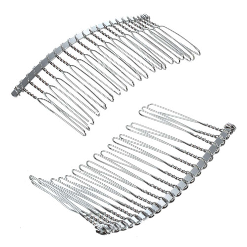 2 x Metal Comb Hair Comb Silver 1