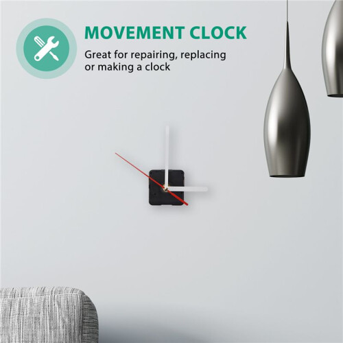 Clock Movement Mechanism with White Hour Minute Red Second Hand DIY Tools Kit