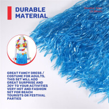 6 Set Hawaiian Grass Skirt Flower Hula Lei Wristband Garland Fancy Dress Costume -