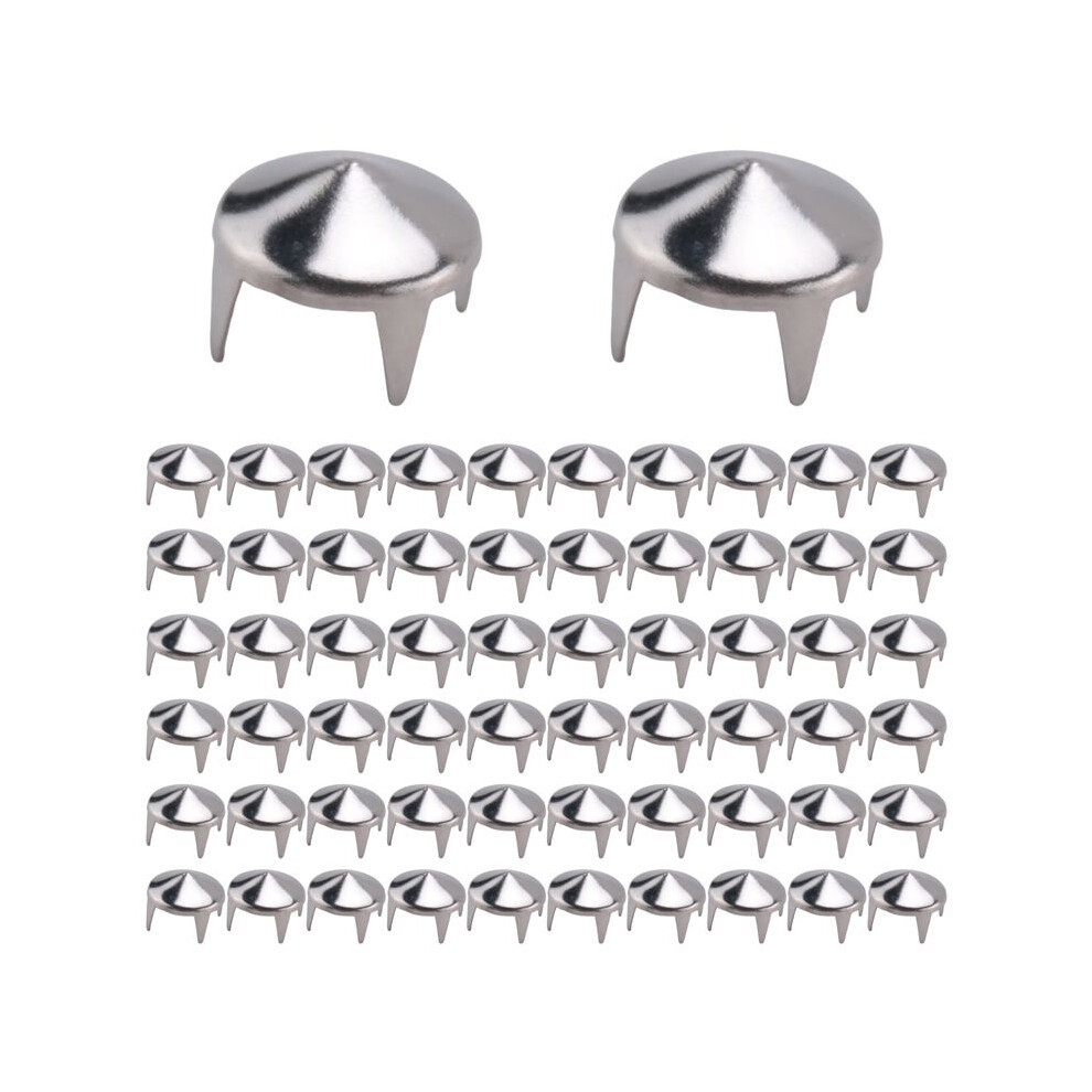 100 Silver Copper Round Cone Rivet Spike Studs Spots Diy Rock Punk 8Mm 4711174931040