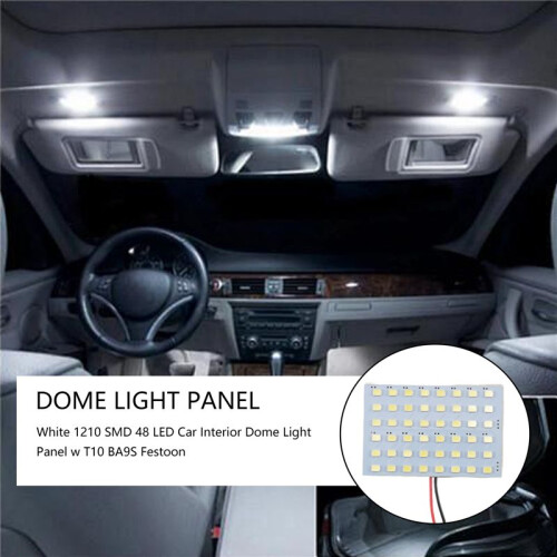 White 1210 SMD 48 LED Car Interior Dome Light Panel w T10 BA9S Festoon 1