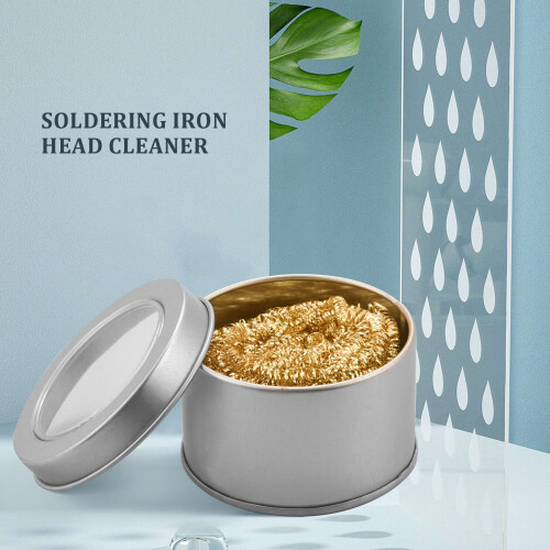 Soldering Iron Tip Cleaning Wire Scrubber Cleaner  w Metal Case 1