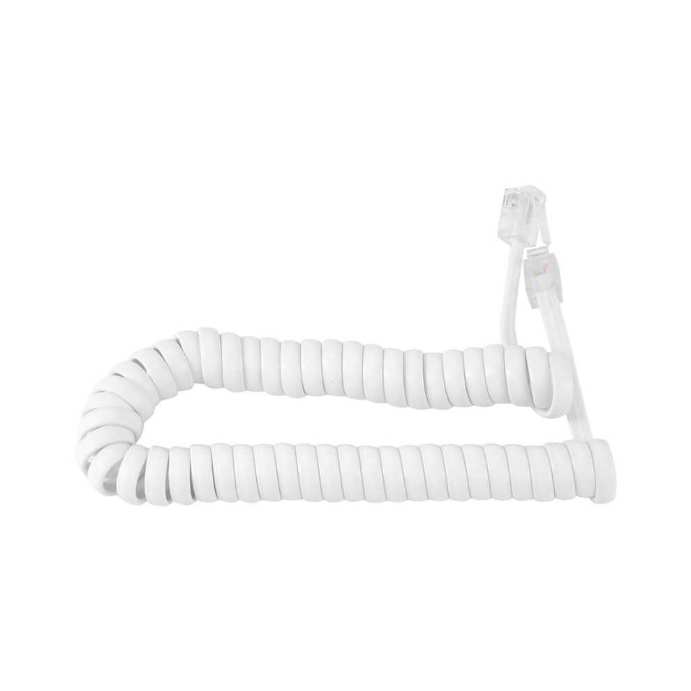 1.5M 4.9Ft Stretchy Rj9 4P4c Handset Telephone Coiled Cable Cord White 4711158018637