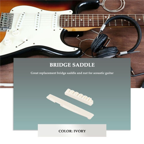 1Set Ivory Bone Bridge Saddle And Nut For 6 String Acoustic Guitar 1
