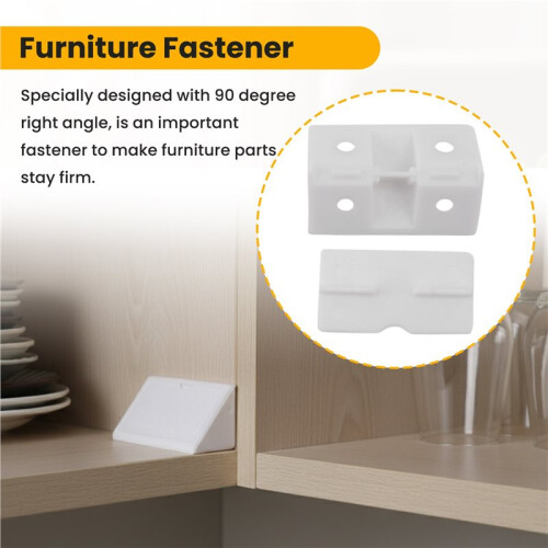 Furniture Cabinet Fastener Corner Braces Angle Brackets White 10pcs 1