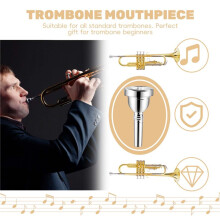 12C Small Shank Trombone Silver Munstycke Nytt