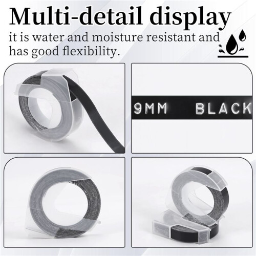 6 Pcs Label Tape Compatible with  Embossing Label Tape for  Label Maker 1880  E-101 9mm x 1