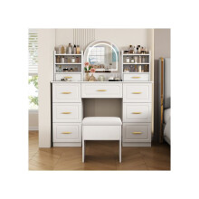 Trucco - MUVOE - 120x40x135cm - Illuminazione LED - 9 cassetti - Design moderno