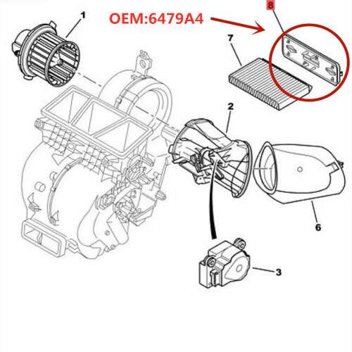 För  307 308 408 för  C4  för  Filter Plugging Lock 6479A4 Luftkonditionering Filter Cover Baffel 2