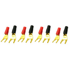 8 Stuks/4 Pairs "Y" "U" Spade Banaan Connectors Vergulde Soldeerloze Vork Luidspreker Banaanstekker Adapter