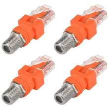 Adapter Koncentryczny na Ethernet, 4-Pakowy Konwerter Koncentryczny RF F żEńSki na MęSki RJ45 do Testera Linii
