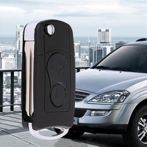 For  Actyon Kyron Rexton Flip Remote Car Key Shell Case 2 Buttons Car Accessories ,Black 2