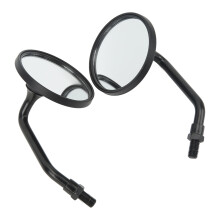 Scratch Resistant Rearview Mirrors For Motorcycles Black Round Plastic Universal Fit Adjustable Lever Durable Construction Billet Aluminum Arm Side