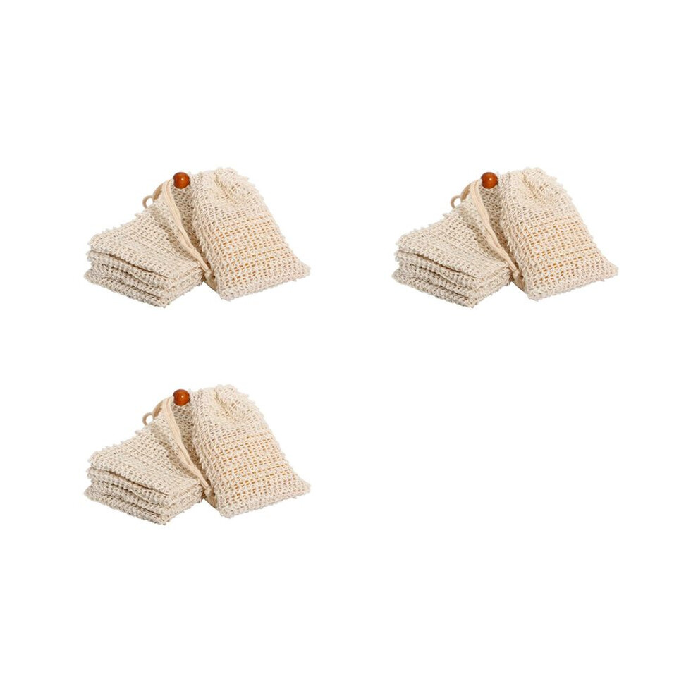 Brecantia Shower Bath Sisal Soap Bag Natural Sisal Soap Bag Exfoliating Soap Saver Pouch Holder 60Pcs
