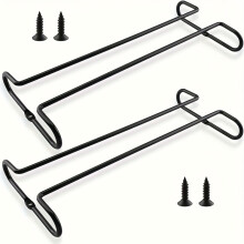 (Black) Soporte para copas de vino montado en la pared, estante colgante de Metal, organizador debajo del gabinete que ahorra