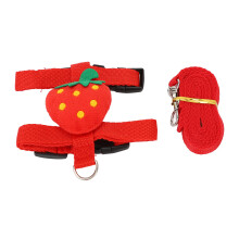 Nylon Strawberry Rabbit Harness Leash with Steel Hook for Pets