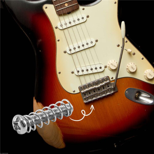 6 Pcs Electric Guitar Tremolo Bridge String Saddles Mount Adjust Conical Spring and Screws Silver 1