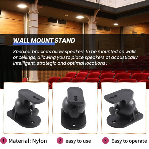 Universal Rotatable Speaker Wall Mount Stand Bracket 1 Pair Black 1