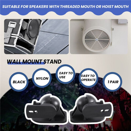 Universal Rotatable Speaker Wall Mount Stand Bracket 1 Pair Black 2