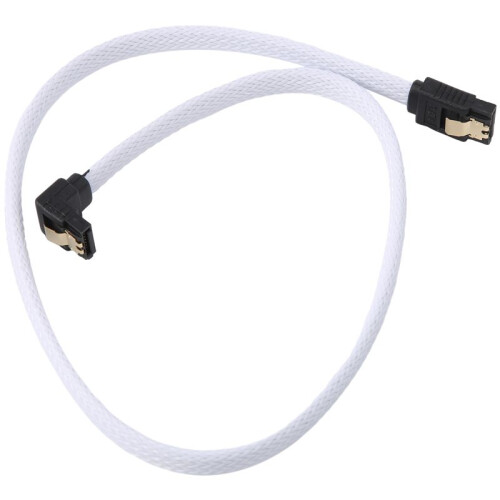 50CM  3.0 III SATA3 7pin Data Cable Right Angle 6Gb/s SSD Cables HDD Hard Disk Data Cord with Nylon Sleeved(White)