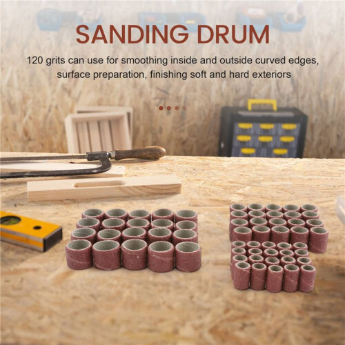 66 Pcs Drum Sanders Set Including 60 Pcs Sanding Bands and 6 Pcs Drum Mandrels 2