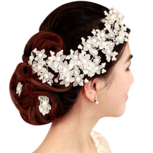 Handmade Vestido De Dama De con Cabeza De Boda Perlas Blancas Cabellos De Flores De Perlas Novia Piezas De Cabello Joyas De Cabeza De Novia De