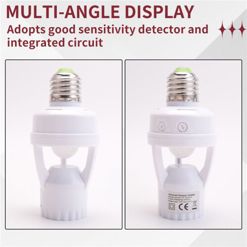 AC 110-220V 360 Degrees Pir Induction Motion Sensor IR Infrared Human E27 Plug Socket  Base Led Bulb Lamp Holder 1