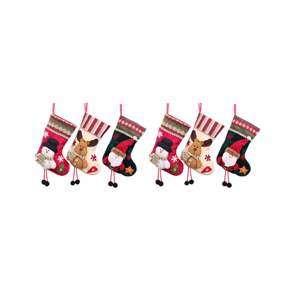 Semoic 6 Pcs Christmas Stockings Santa Claus Reindeer And Snowman For Xmas Holiday Party Decor